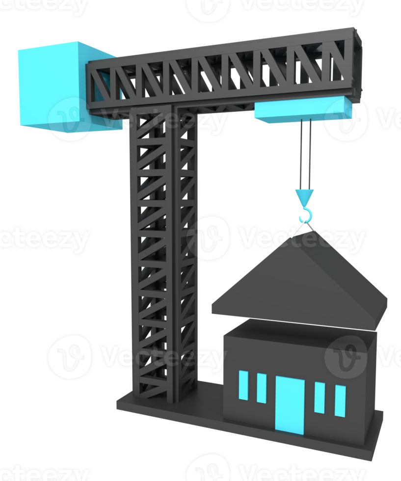 Construction of buildings with cranes png