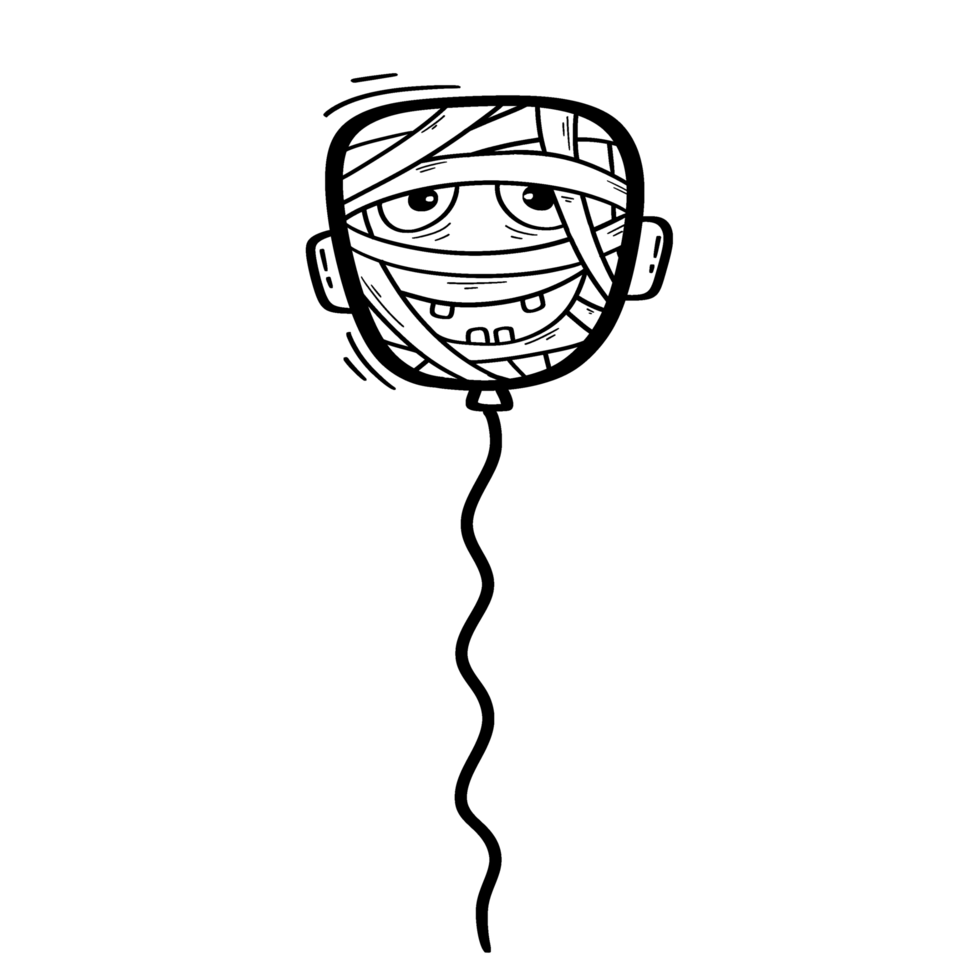 a cartoon mummy with a balloon on a string png