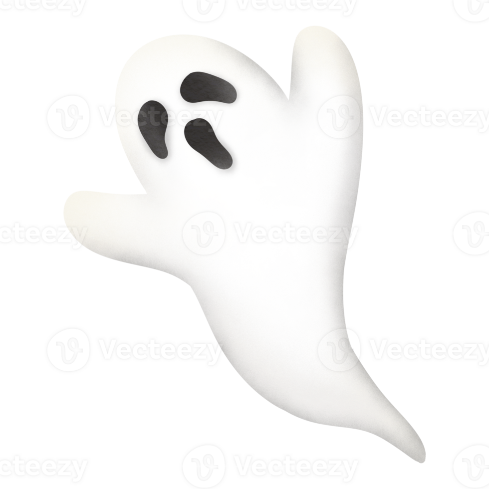 a ghost with black eyes and a white face on a transparent background png