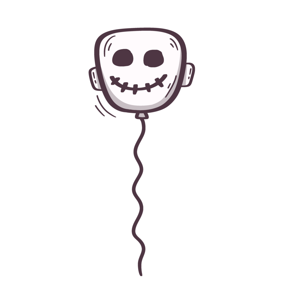 a cartoon skeleton with a balloon on a string png