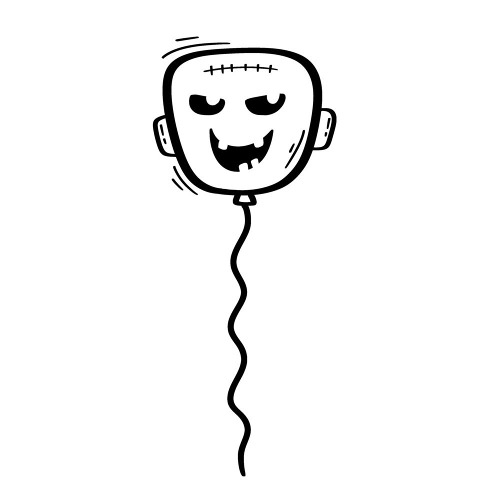 a drawing of a balloon with a face on it png