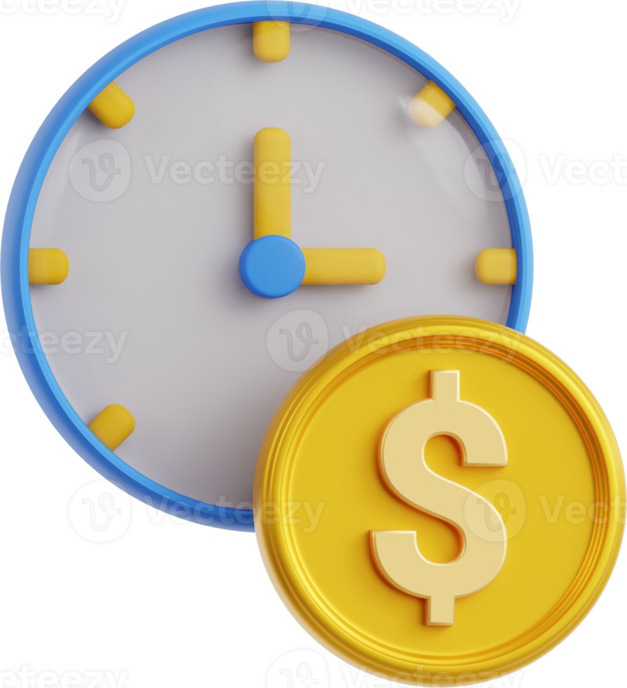 3D icons Clock with Coin png