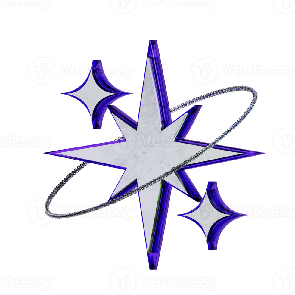 3D Blue Chrome Y2k png