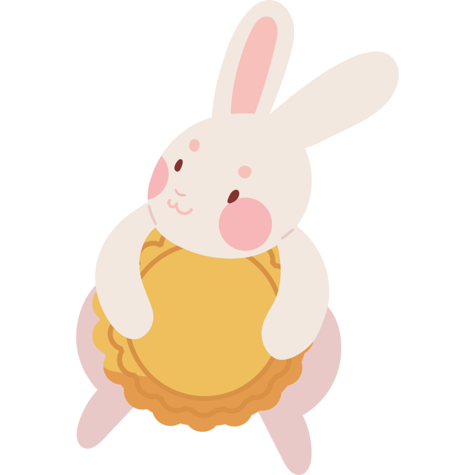 cartoon rabbit and mooncake png