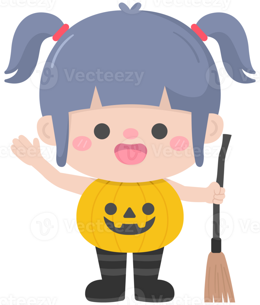 Halloween costume cute pumpkin girl png
