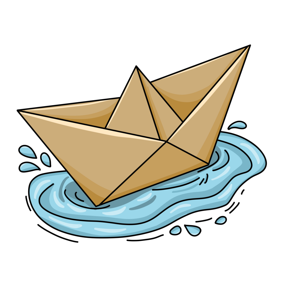 paper boat floating in water clipart png