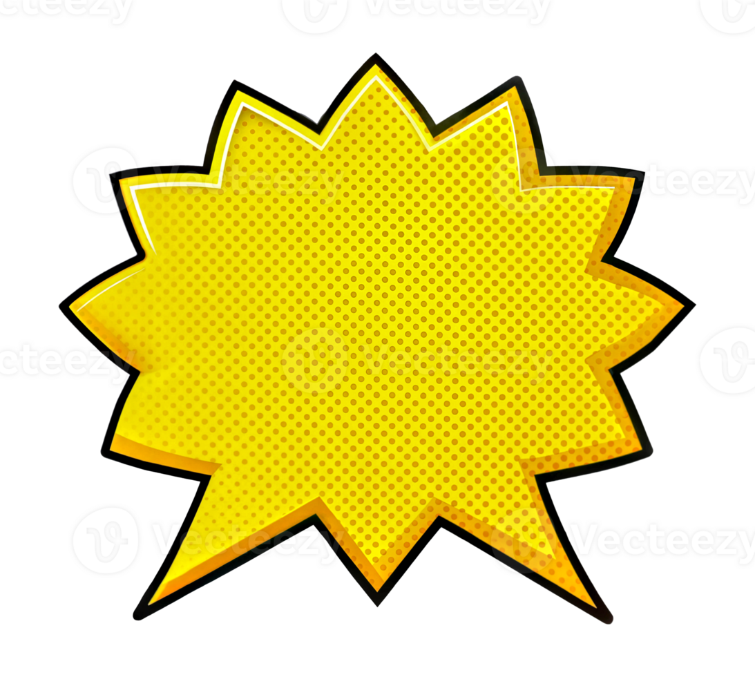 Yellow comic speech bubble with dots, cut out png