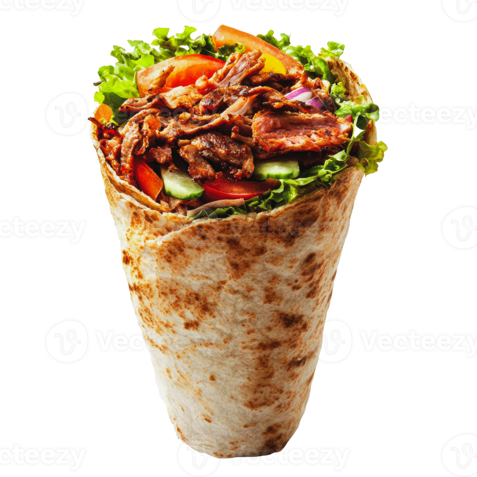 Delicious beef wrap filled with fresh vegetables png