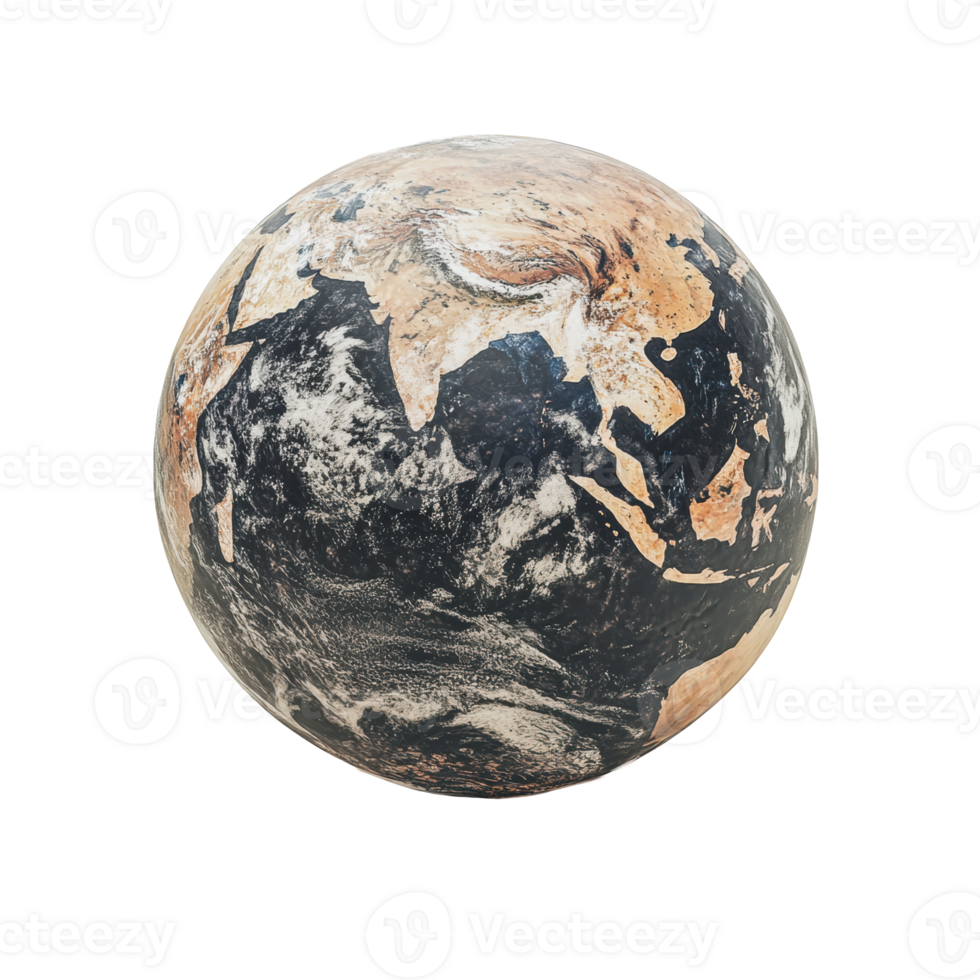 Earth globe showing detailed continents and oceans png