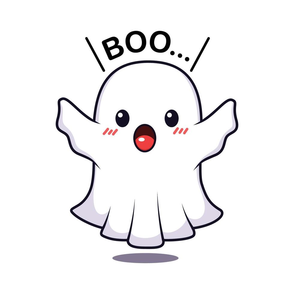 Cute Halloween Ghost Cartoon Character Surprising vector