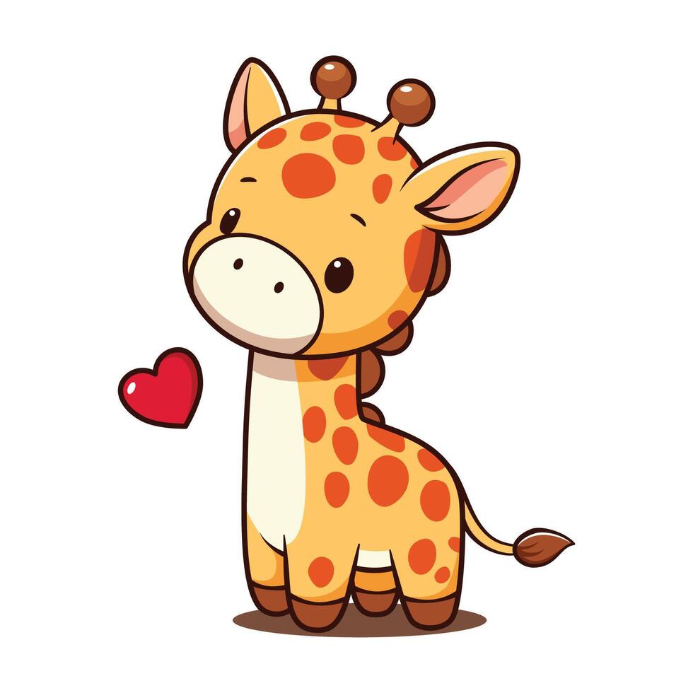 Cute And Kawaii Giraffe Cartoon Character vector