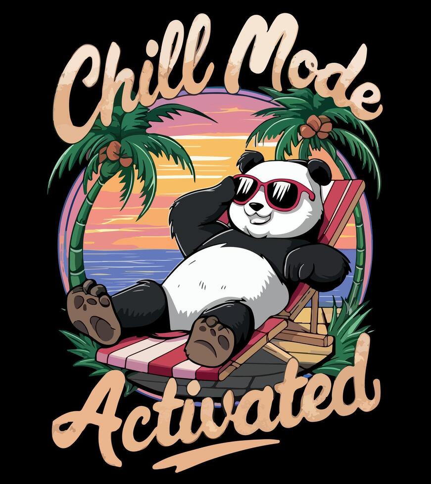 a poster for a panda with sunglasses on it that says chillen . vector
