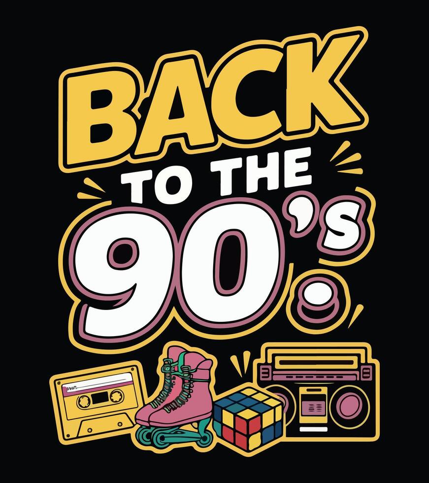 back 90's t-shirt design vector
