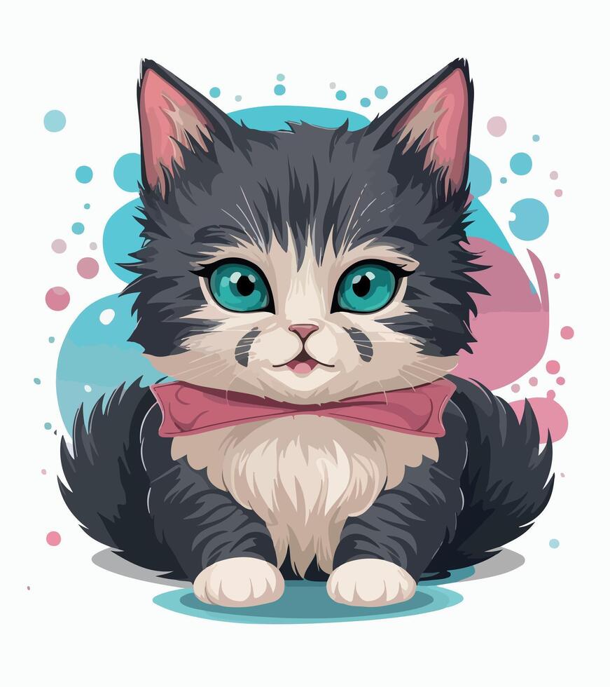 a cartoon drawing of a cat with a pink shirt that says a vector