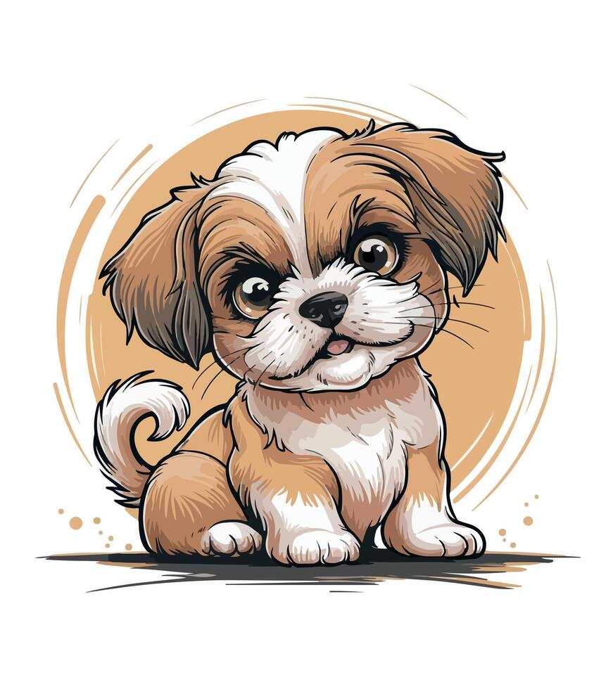a drawing of a dog with a black nose and a white background vector