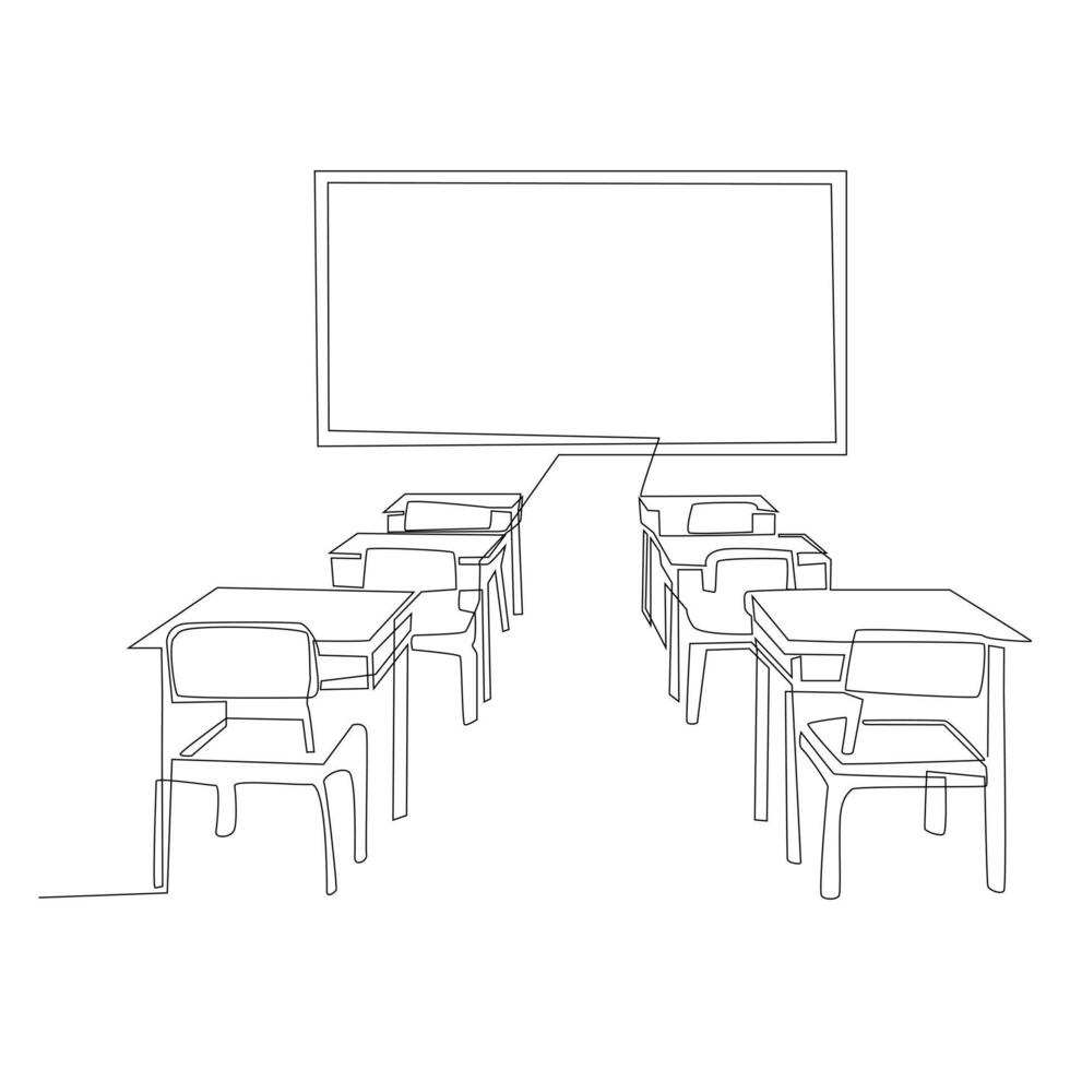Empty school classroom, 3d rendering interior illustration, Back to school design template. vector