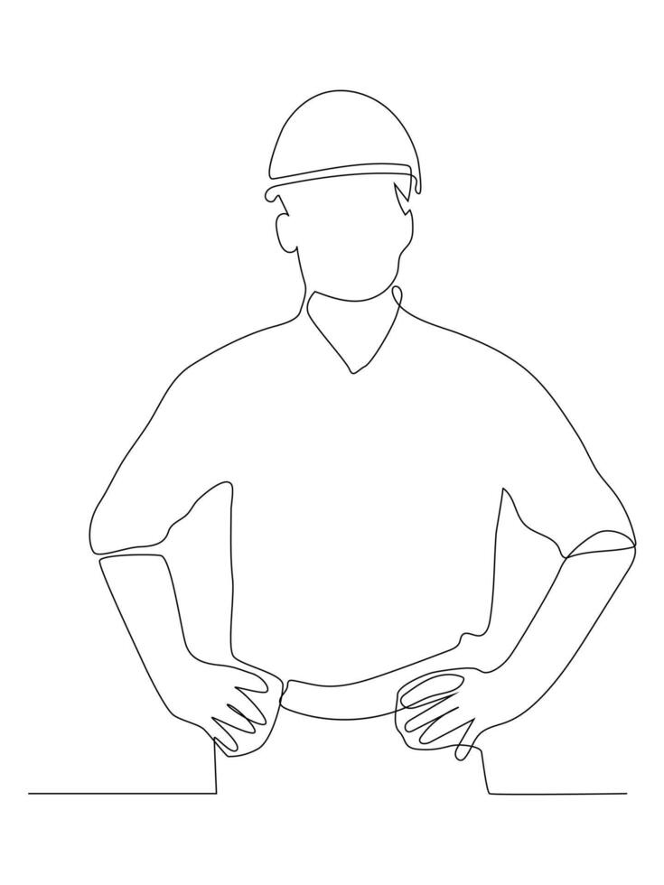 Continuous line drawing of foreman constructor engineer. vector