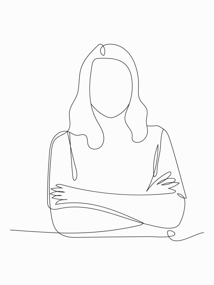 Continuous line art of graceful women. vector