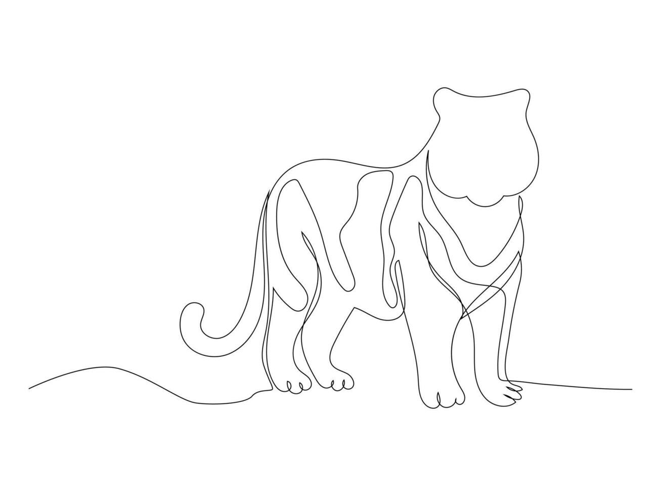 Continuous line art of a tiger. vector
