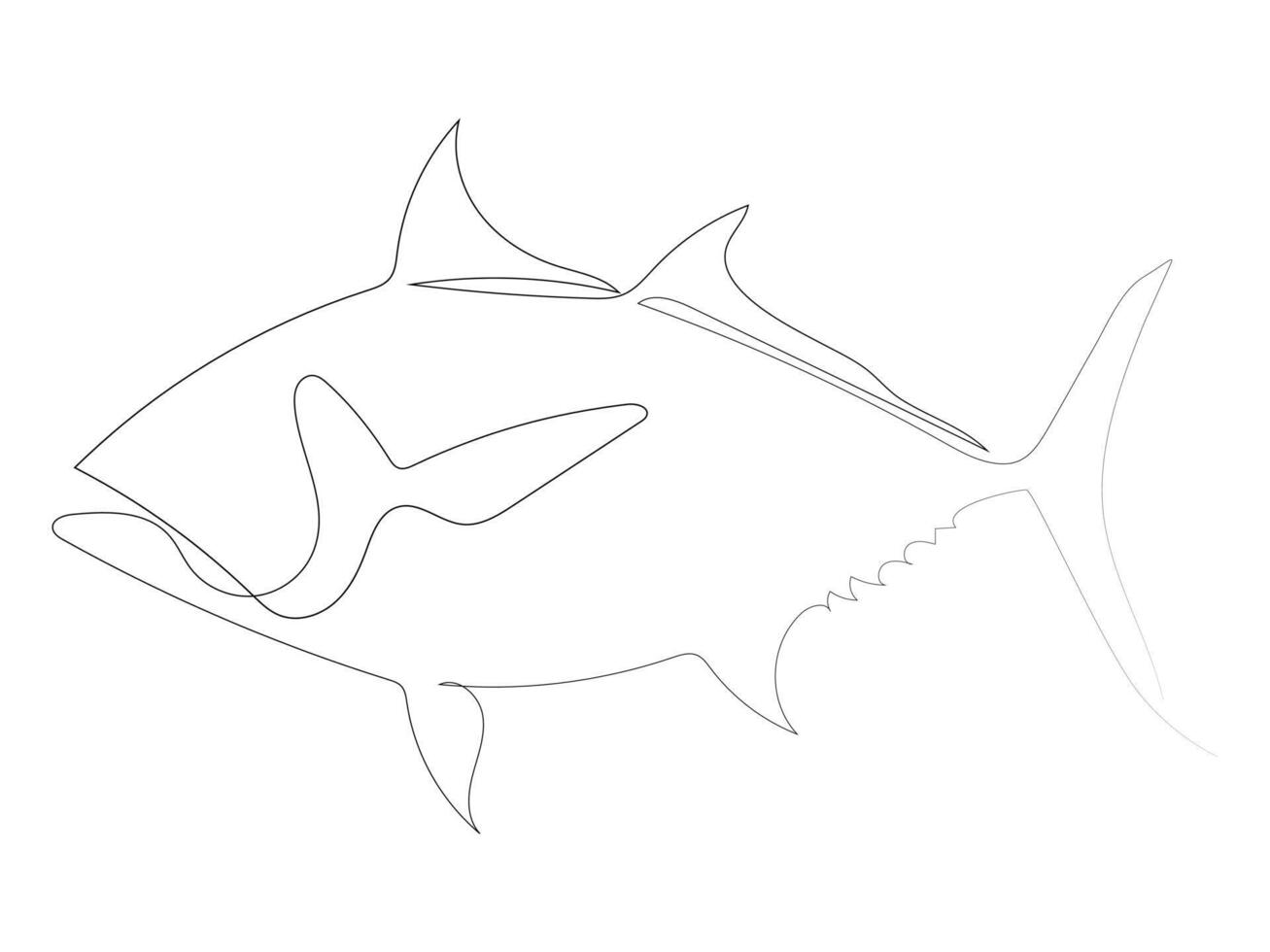 Continuous line art drawing style of a fresh salmon fish, One continuous line of fish. vector
