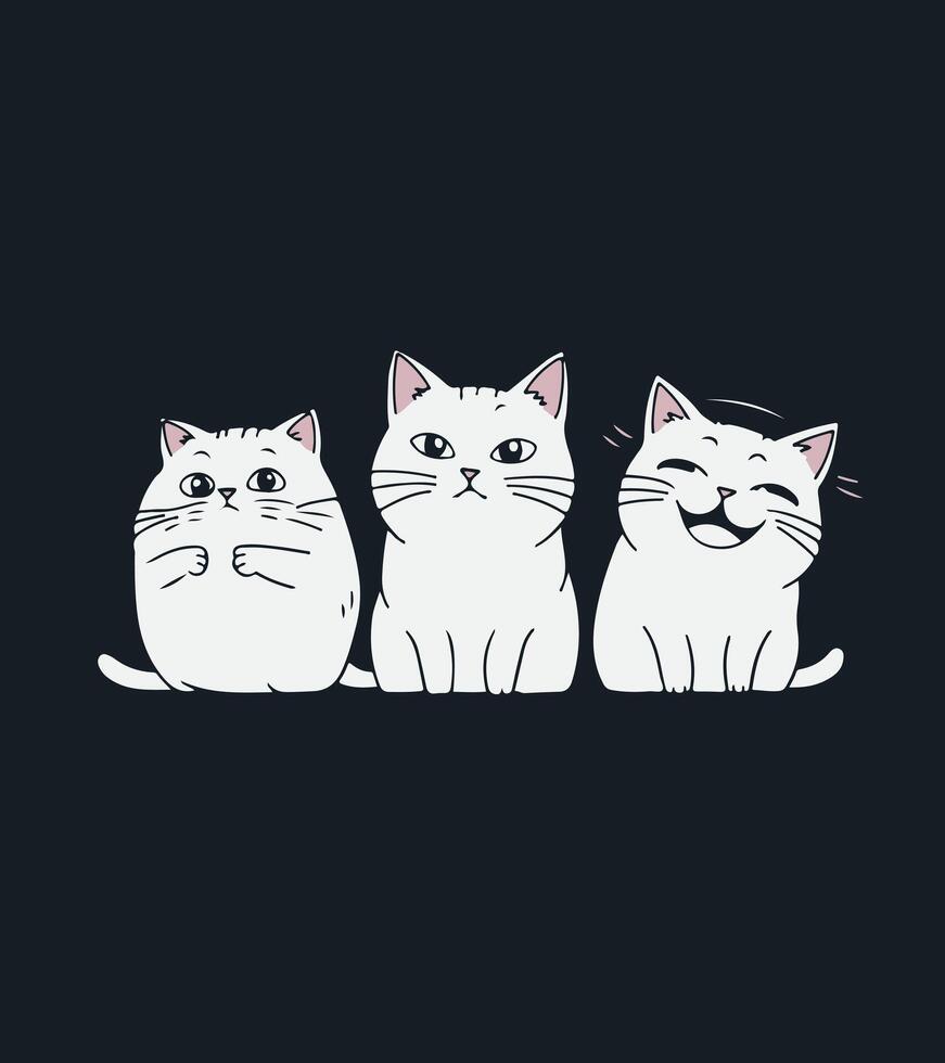 three cat three face react vector