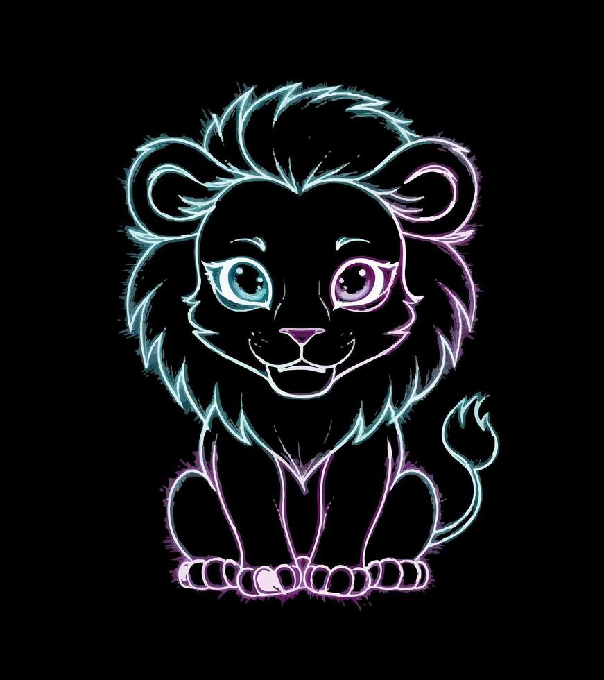 lighting baby lion vector