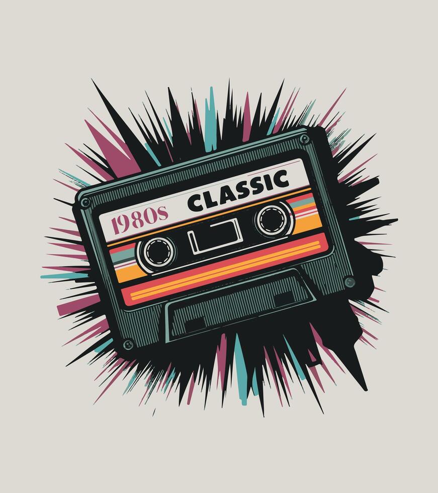 1980s classic t-shirt design vector