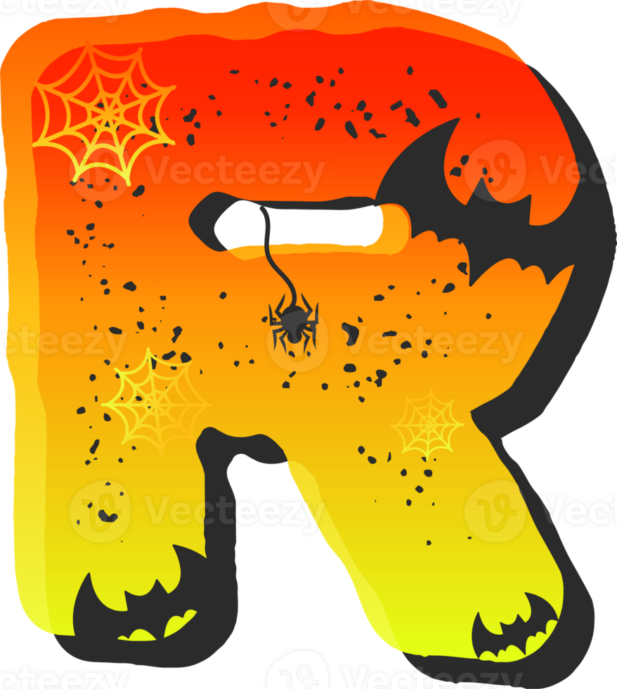 Letter R, Halloween alphabet lettering png