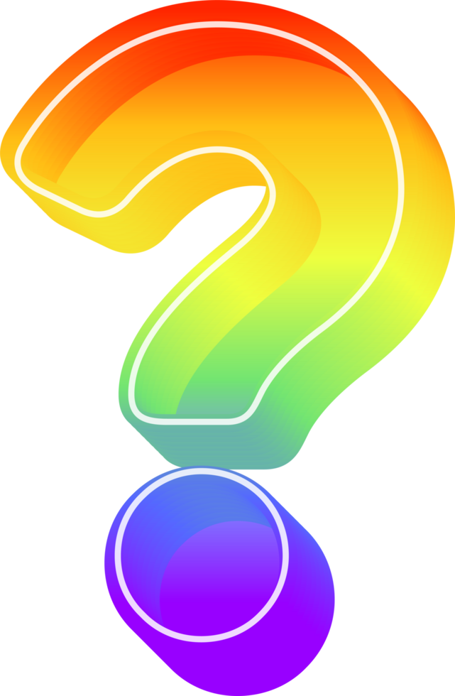 Question mark, Rainbow 3D Gradient Lettering png
