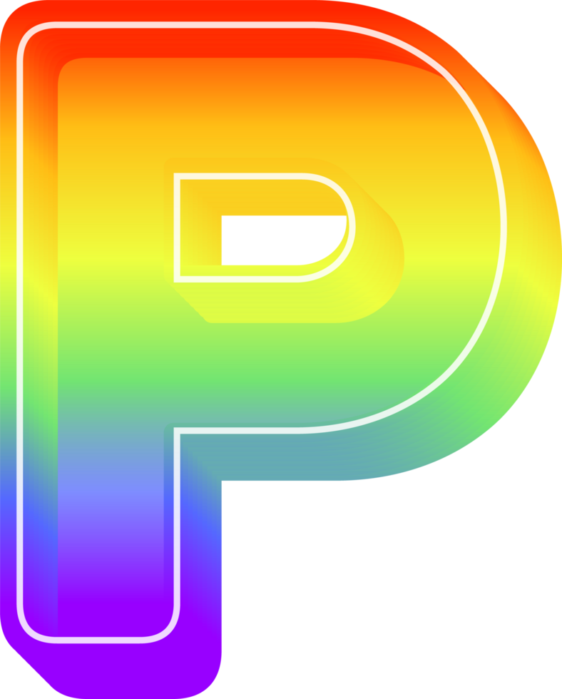 Letter P, Rainbow 3D Gradient Lettering png
