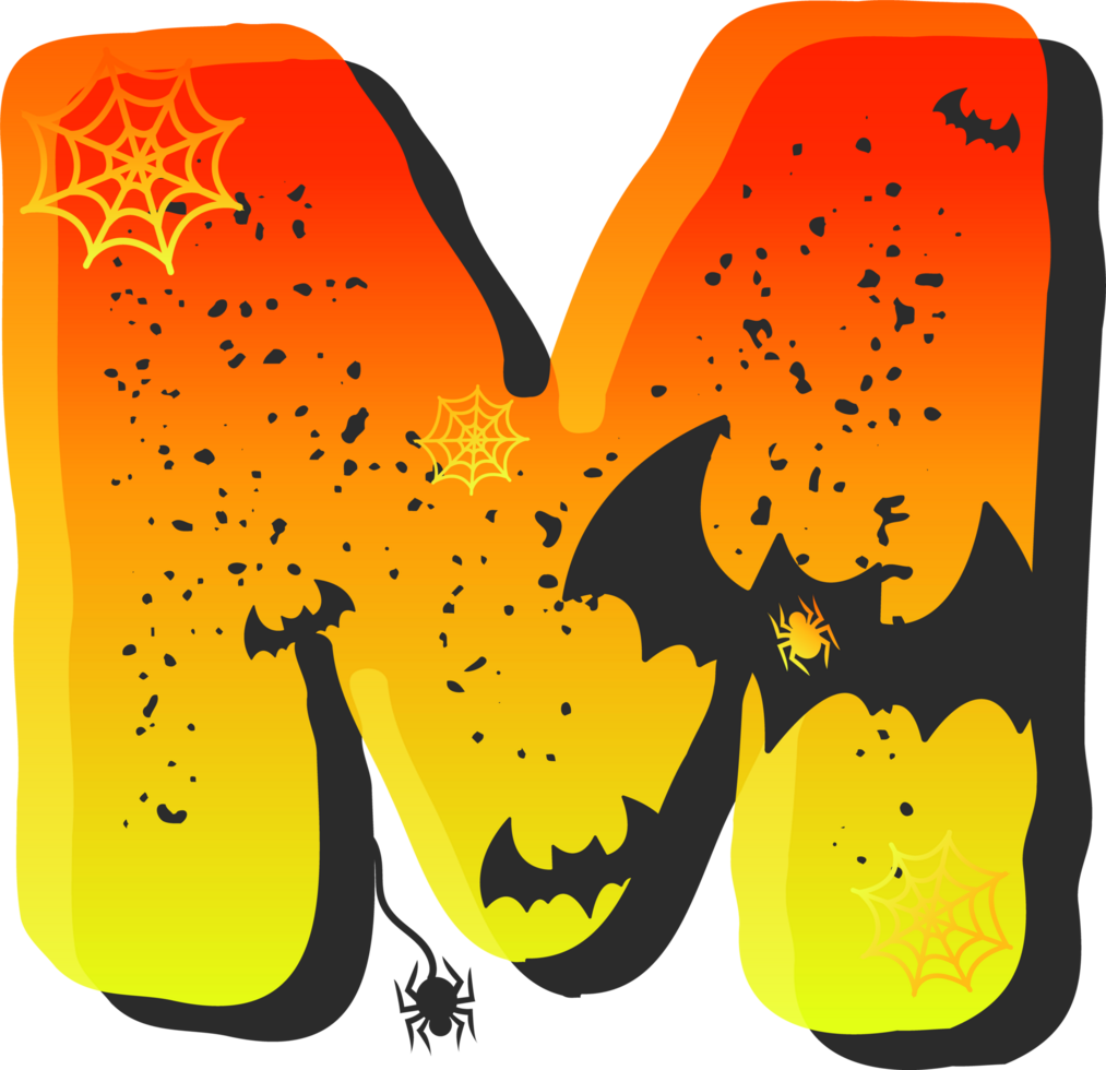 Letter M, Halloween alphabet lettering png