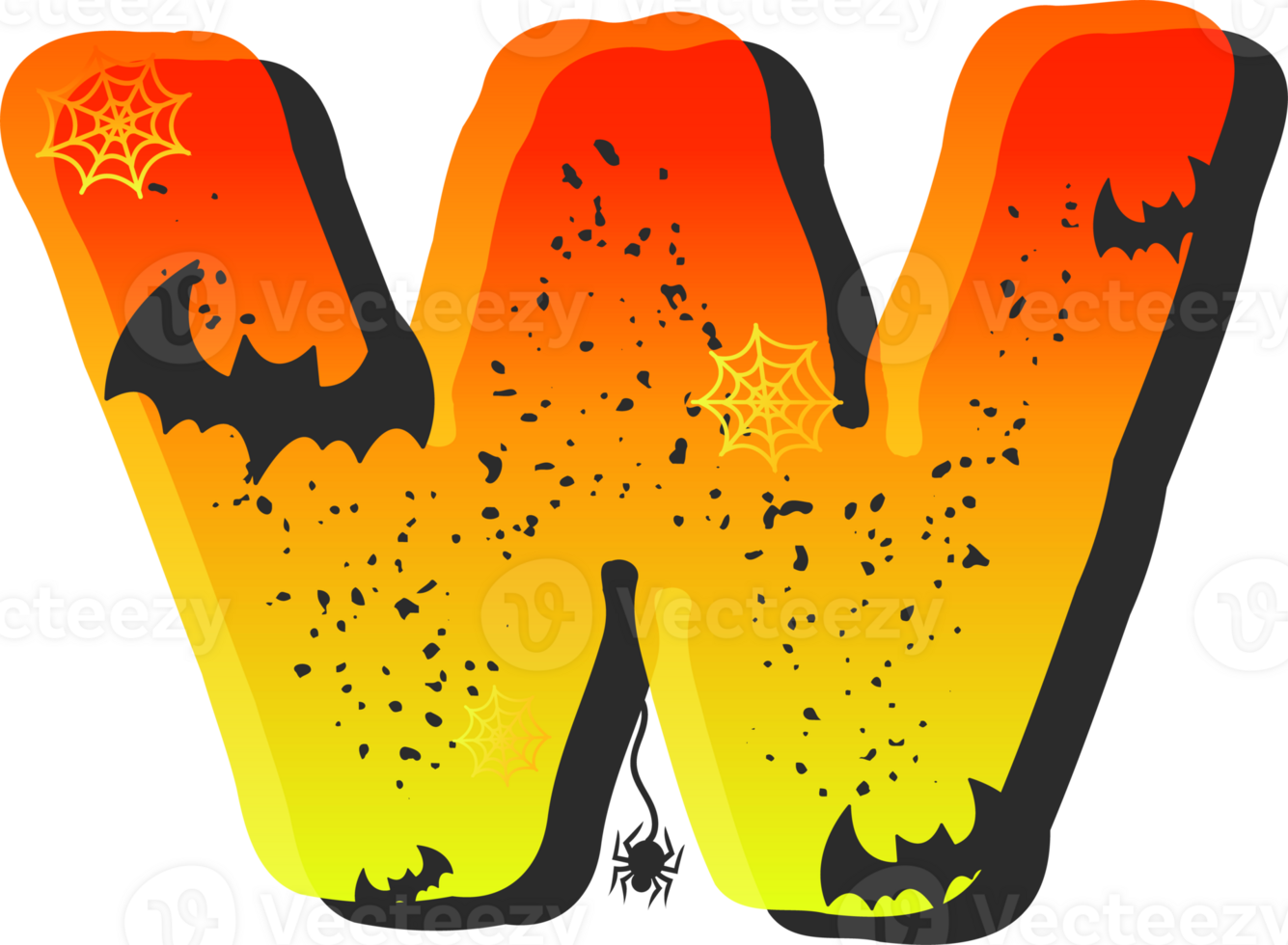 Letter W, Halloween alphabet lettering png
