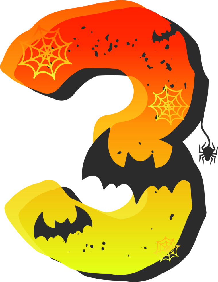 Number 3, Halloween alphabet lettering png