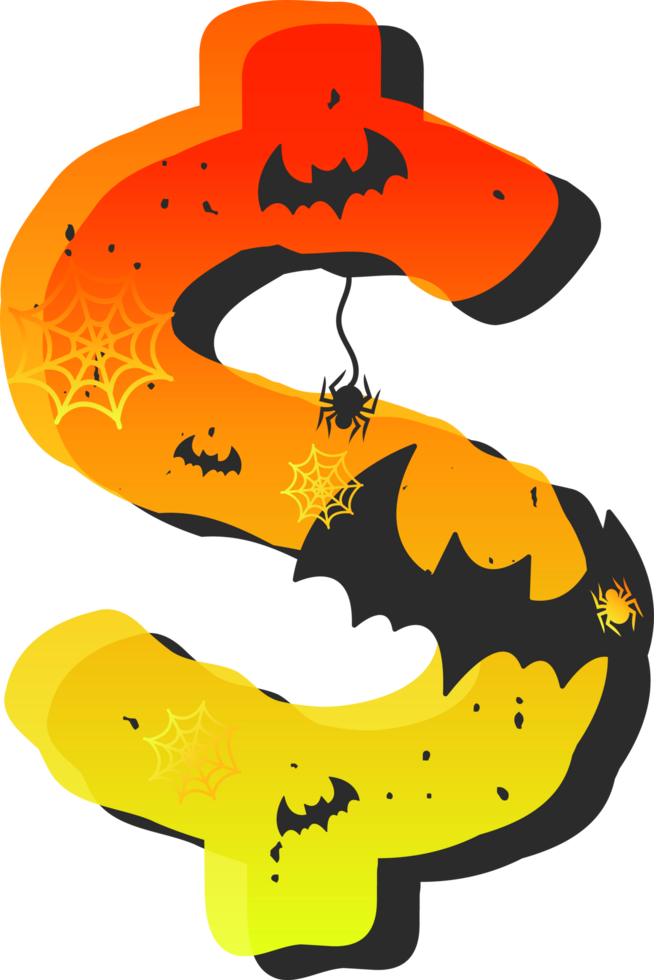 Dollar, Halloween alphabet lettering png