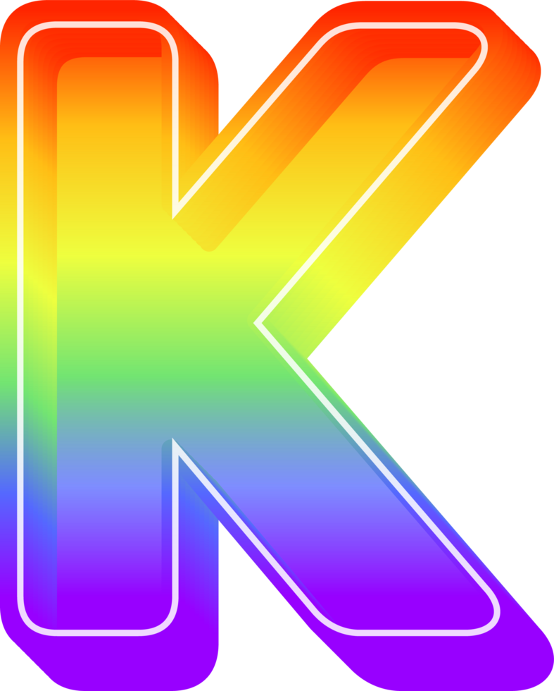 Letter K, Rainbow 3D Gradient Lettering png