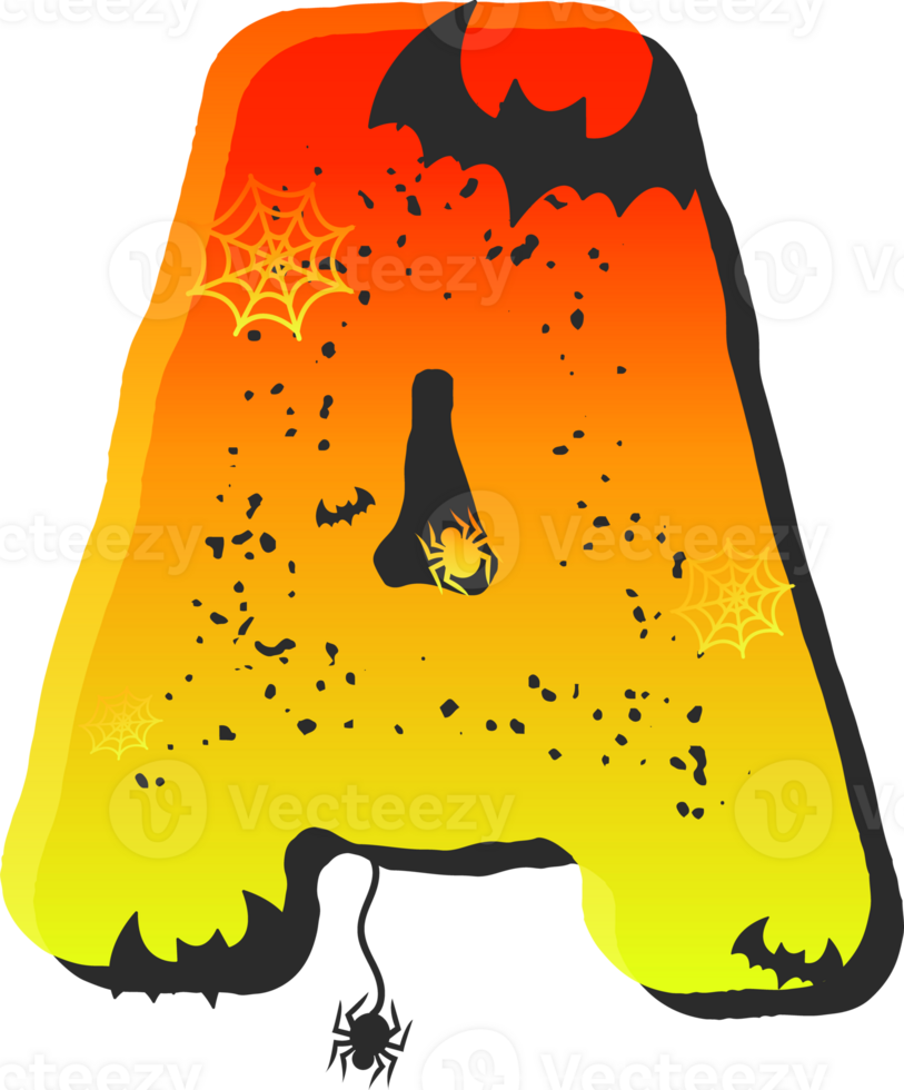 Letter A, Halloween alphabet lettering png