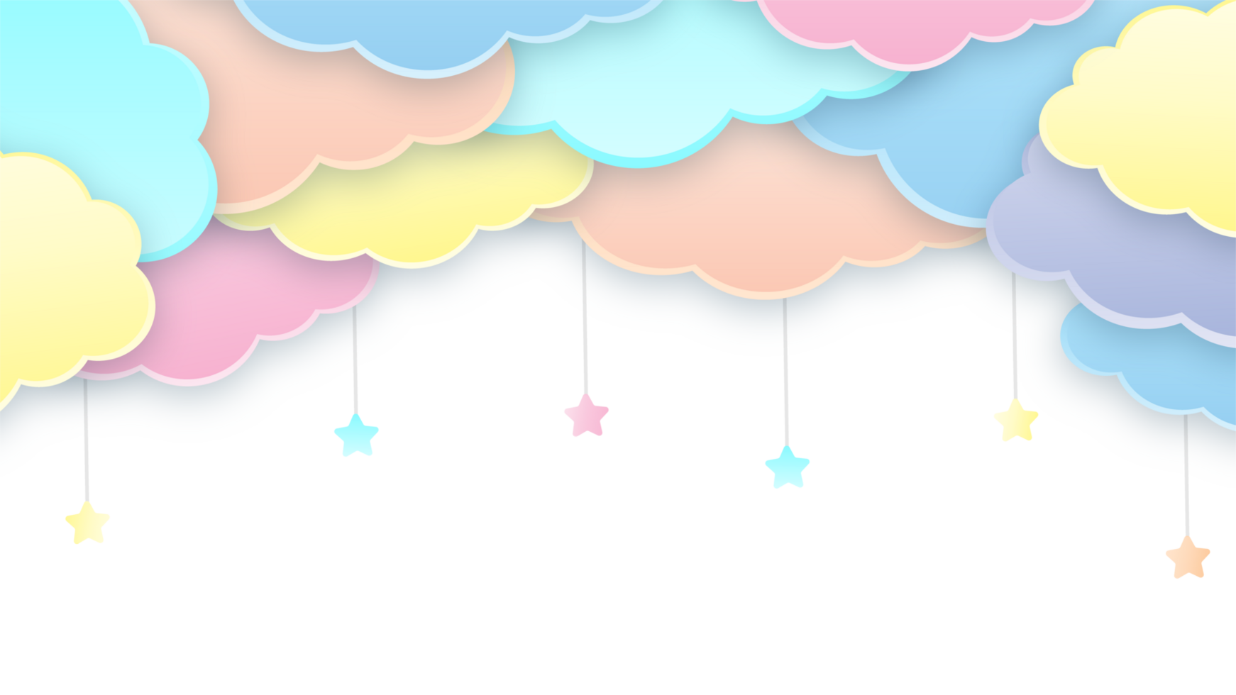 Childish Frame of Clouds Flat Colorful png