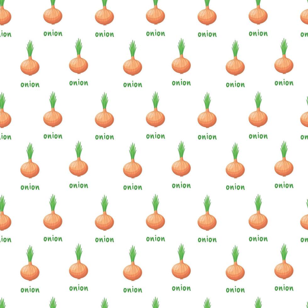 Seamless pattern with onions on a white background. illustration vector