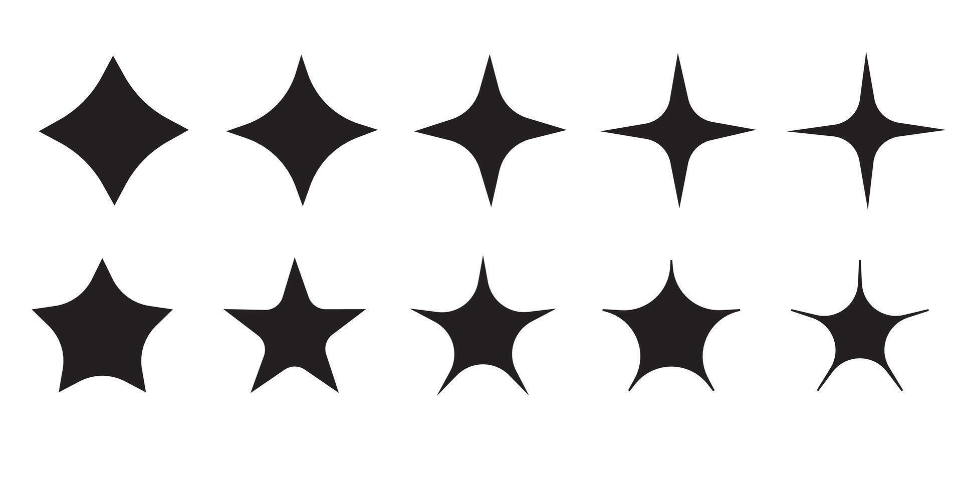 Sparkle Star Icon Set - Stock Illustration. Different forms of stars, constellations, galaxies vector