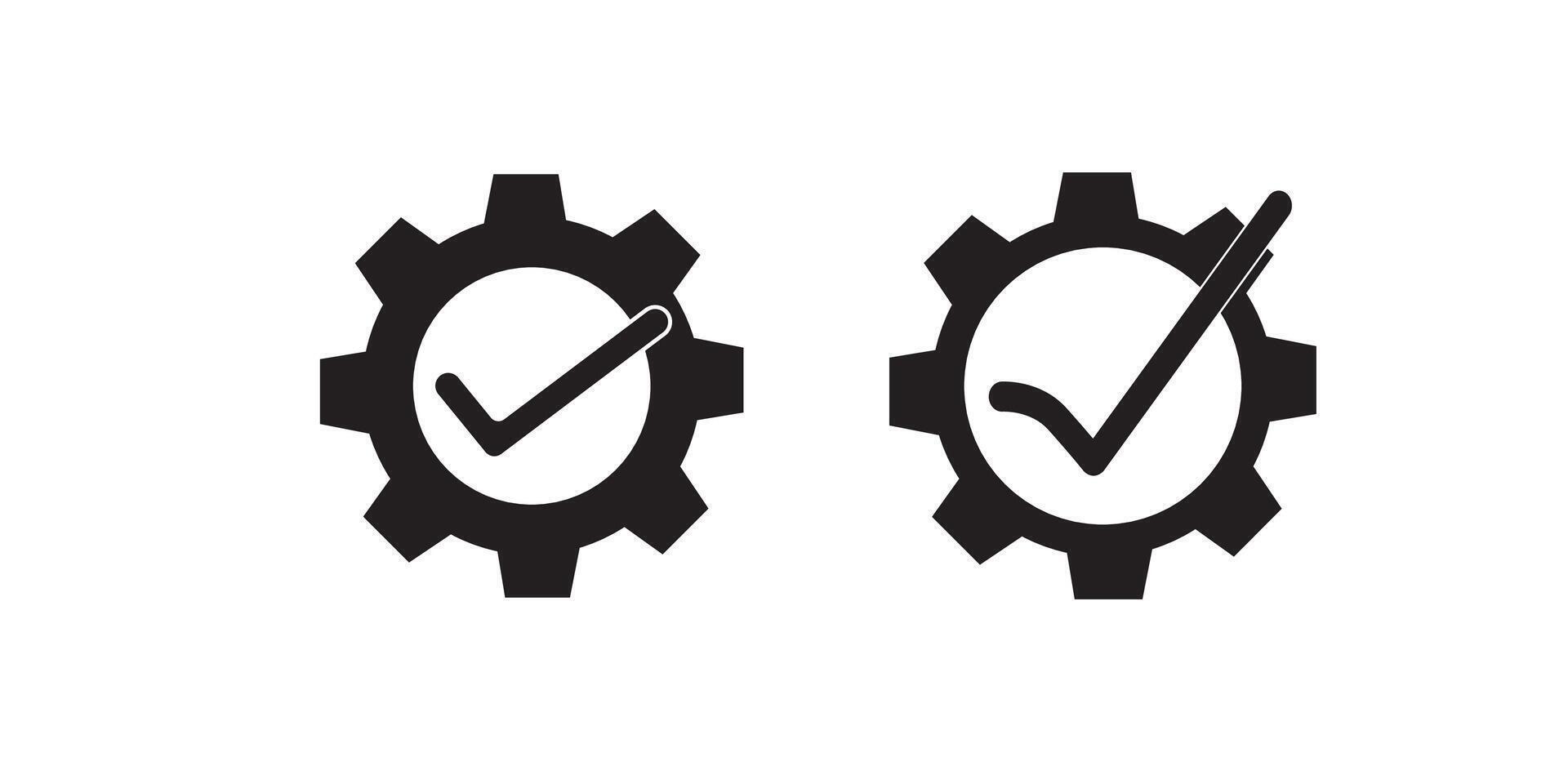 Green gear with check mark icon vector