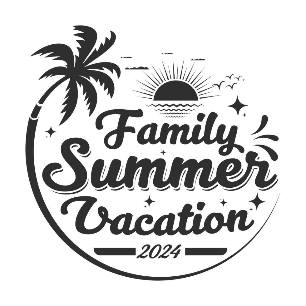 Family beach summer vacation. This design for summer lover. vector