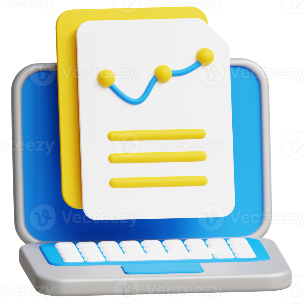 Laptop document 3d business icon png