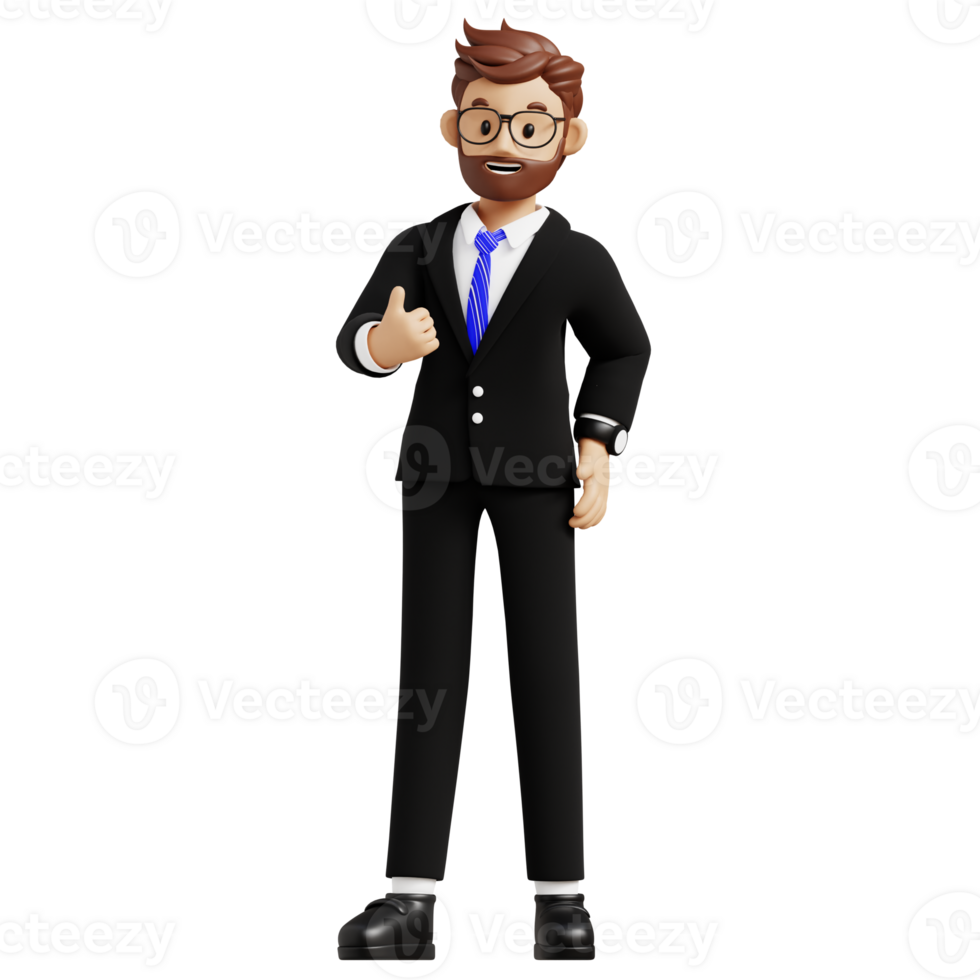 Business man say good 3d character illustration for uiux, web, app, infographic, etc png