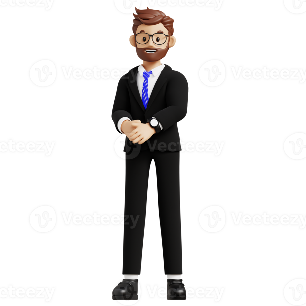 Businessman formal pose 3d character illustration for uiux, web, app, infographic, etc png