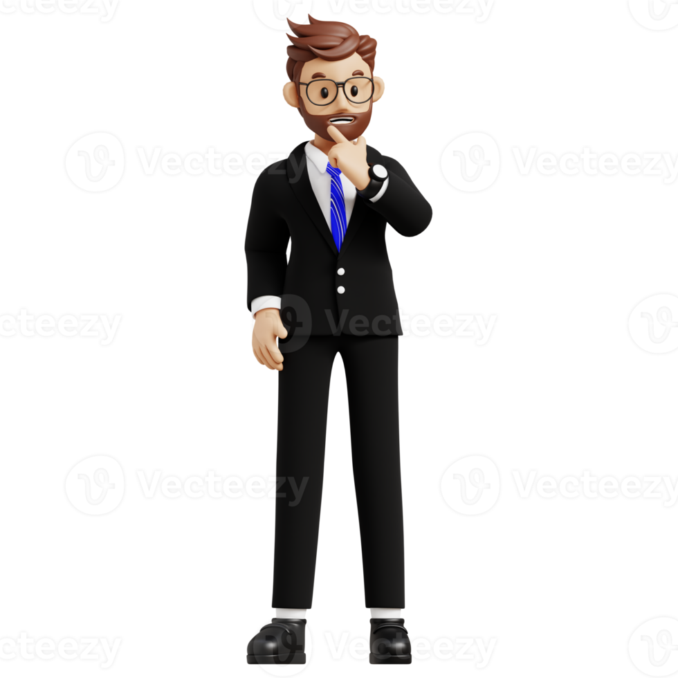 Businessman thinking something 3d character illustration for uiux, web, app, infographic, etc png