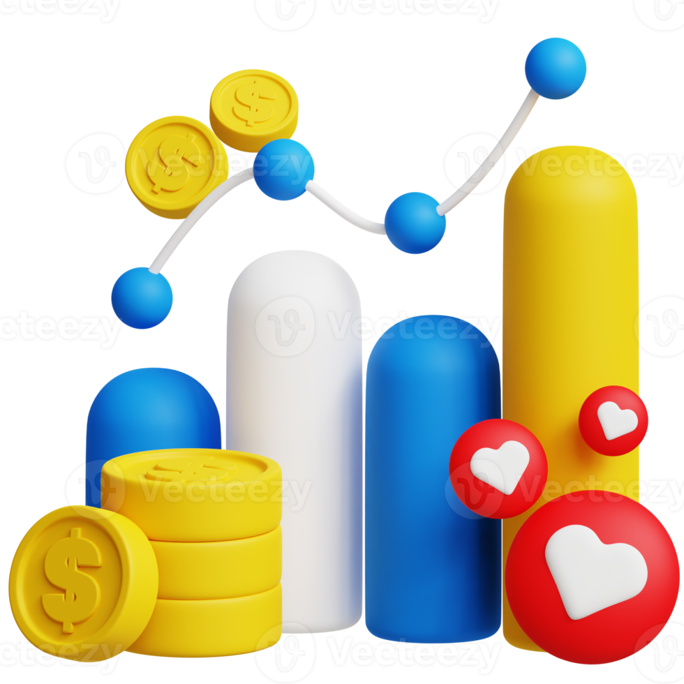 Graph chart 3d business icon png