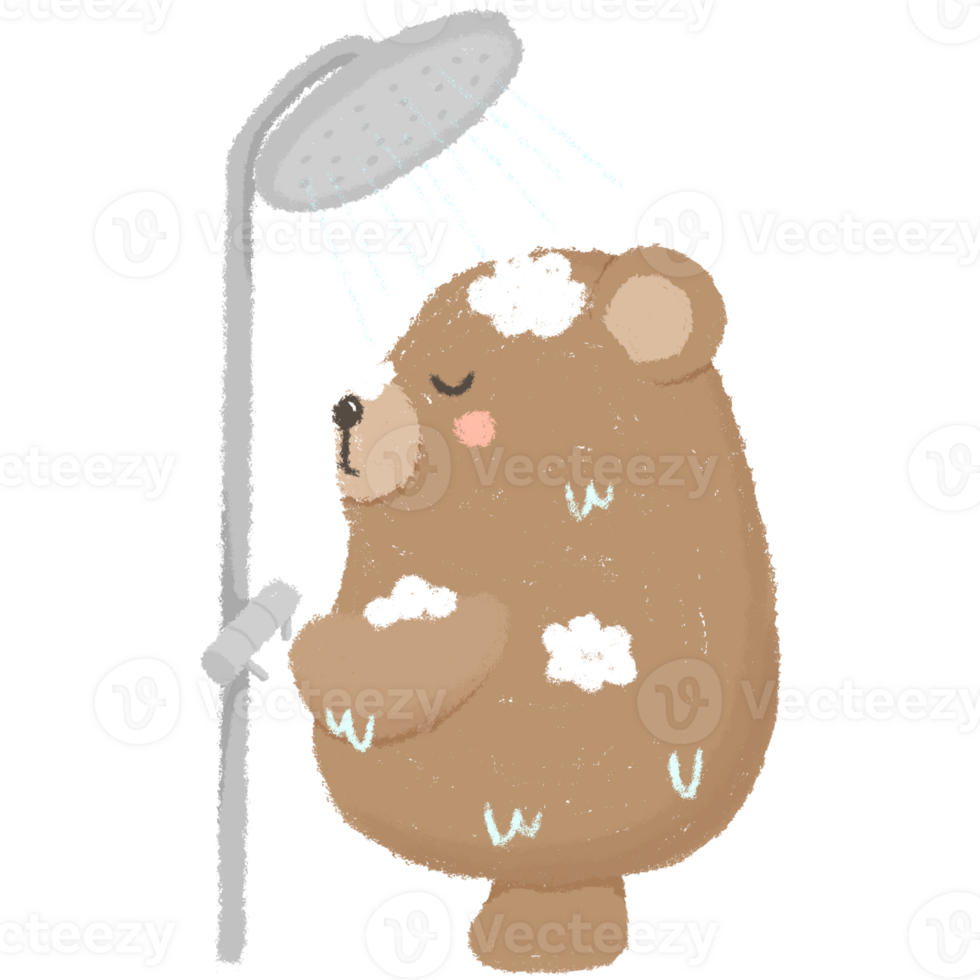 Teddy bear take a shower png