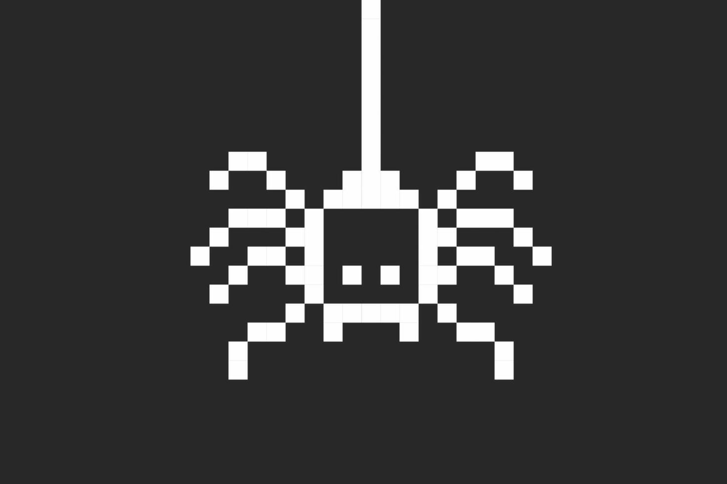 Pixel spider y2k insect, 8 bit retro old school bug. Halloween. computer game character. Pixel art design element vector
