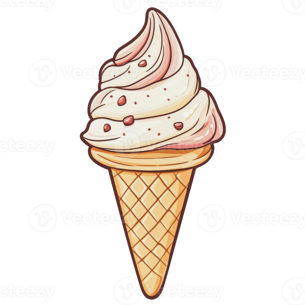 Soft serve ice cream cone with pink sprinkles png