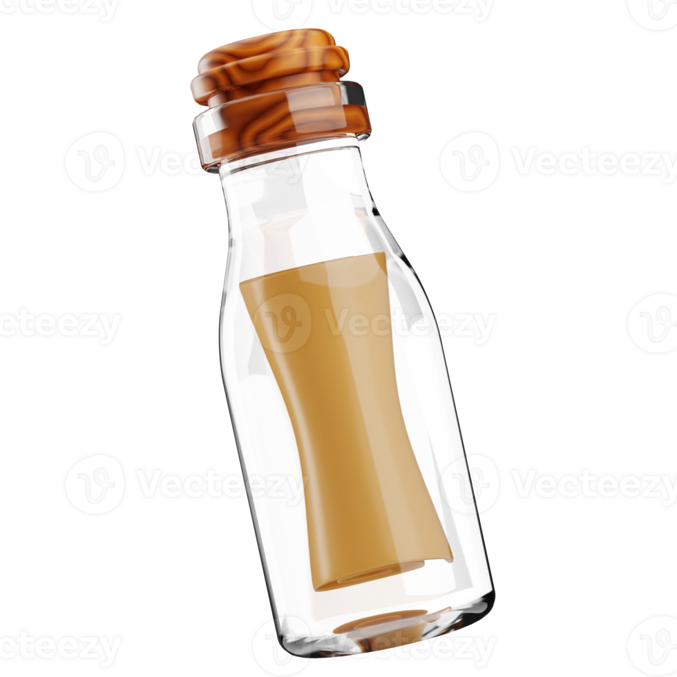 Message Bottle Pirates object illustration 3D png